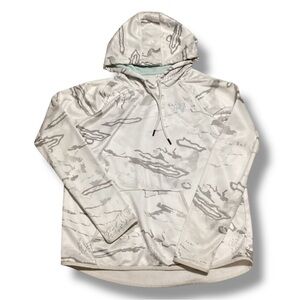 Under Armour White and Gray Storm 1 Cold Gear Loose Hooded Sweatshirt